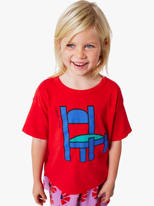 Детская хлопковая футболка с коротким рукавом и принтом стула Bobo Choses, Red — фото 4