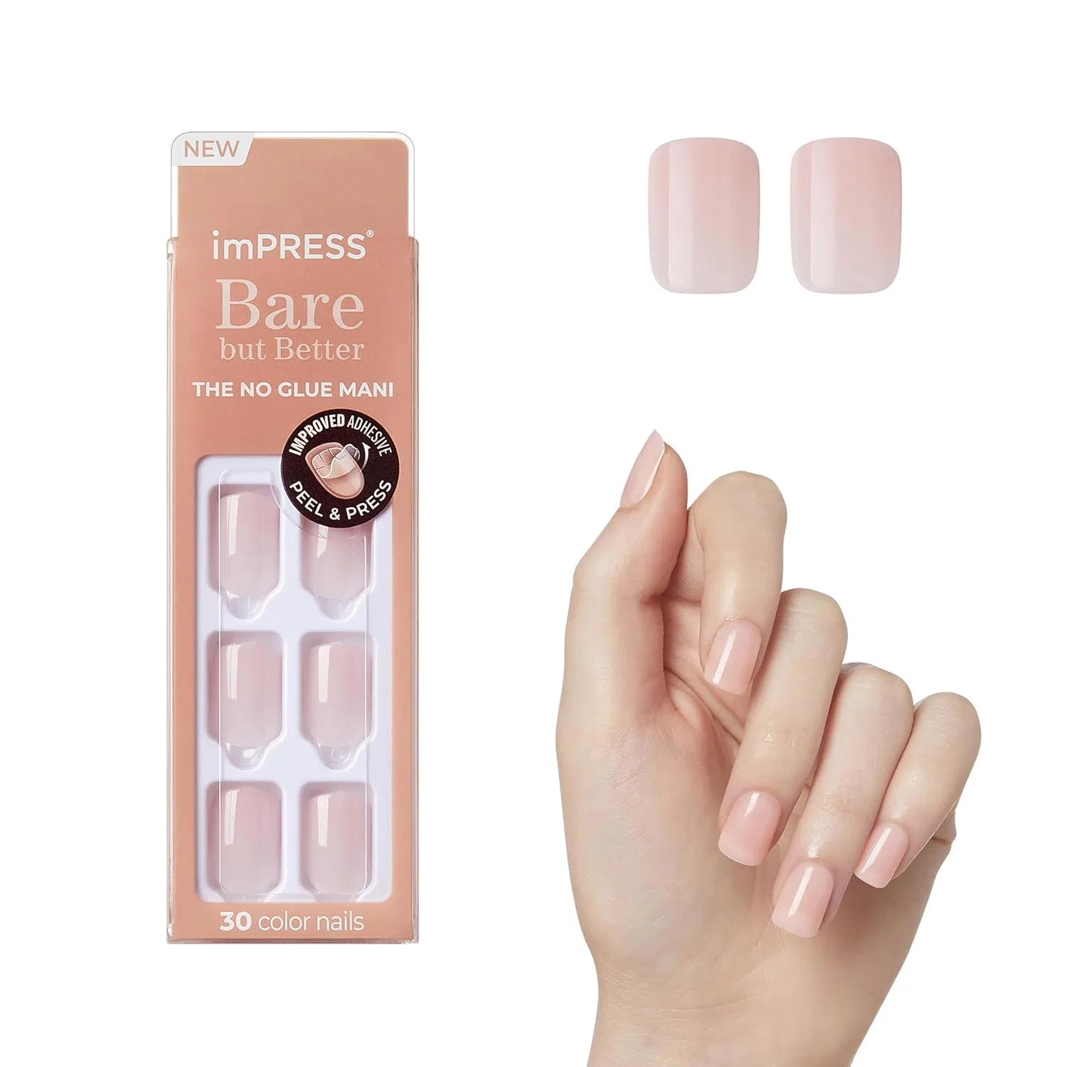 Накладные ногти KISS imPRESS Press-On Nails Bare But Better «Instinct» Impress, Nude