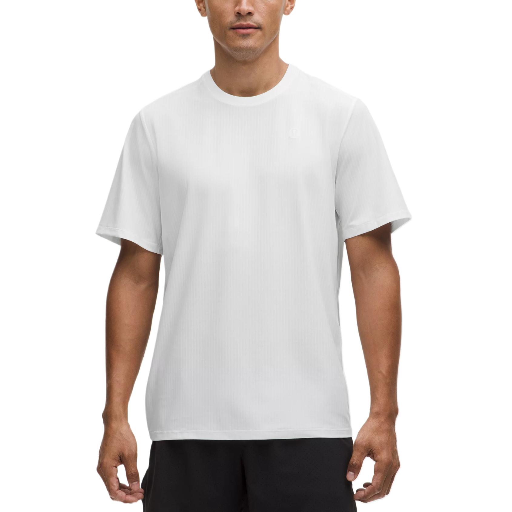 

Футболка теннисная мужская с защитой от ультрафиолета, полосатая, сетчатая Lululemon, белый