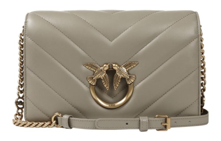 

Сумка-кроссбоди из овчины Click Series, средняя наплечная сумка для женщин серого цвета PINKO