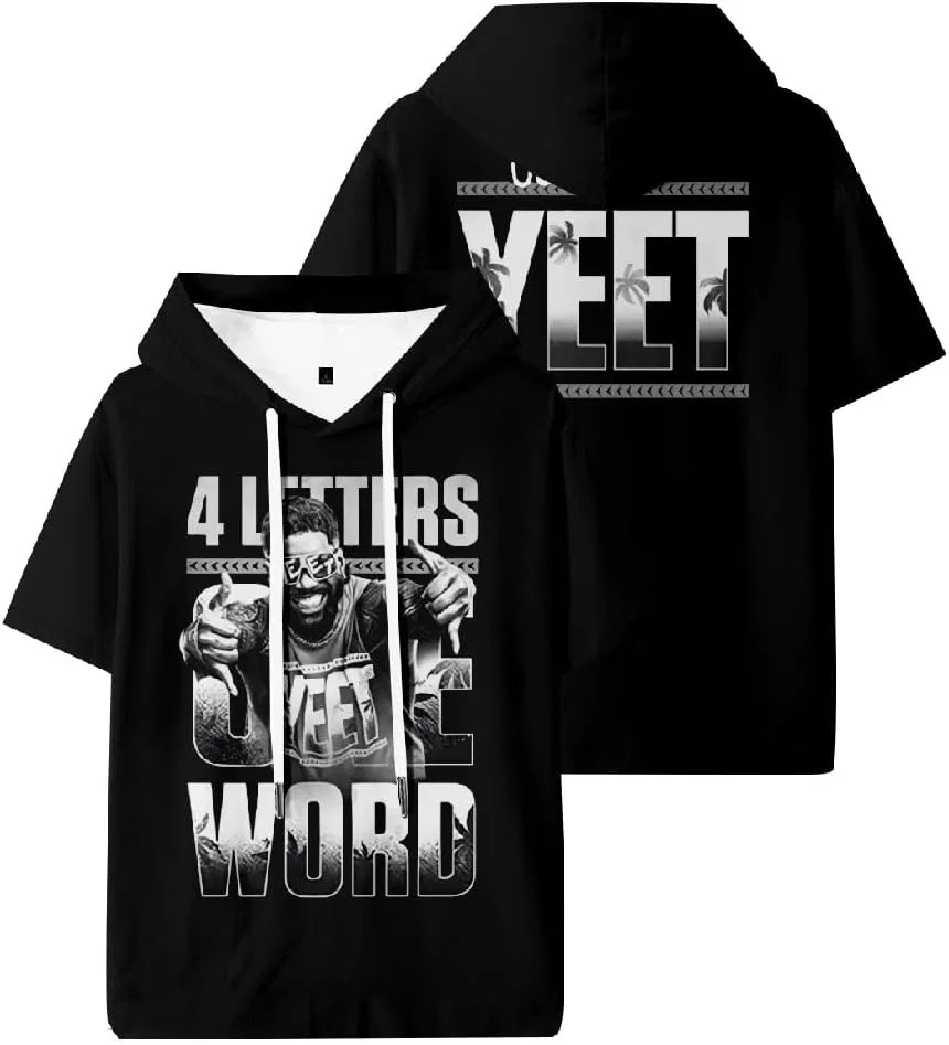 DIULEILAOMOU Футболка с капюшоном и коротким рукавом Jey USO Four Letters One Word Merch для спорта, тренажерного зала, женская и мужская, для активного отдыха, уличная одежда, черный