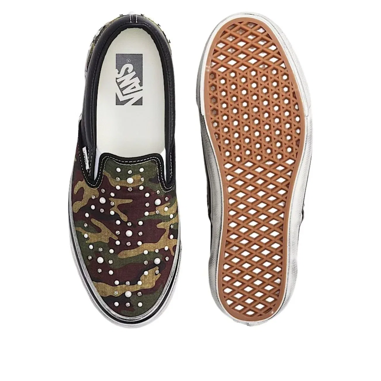 Слипоны Vans Premium Classic Slip-On Pearlized 'Camo Black' VN000D9PCAK, зеленый — фото 3