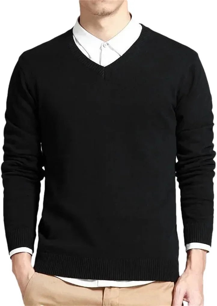 

Мужской вязаный свитер с V-образным вырезом и рельефной вязкой