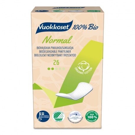 

Гигиенические прокладки Normal 100% Органические, 26 шт. Vuokkoset