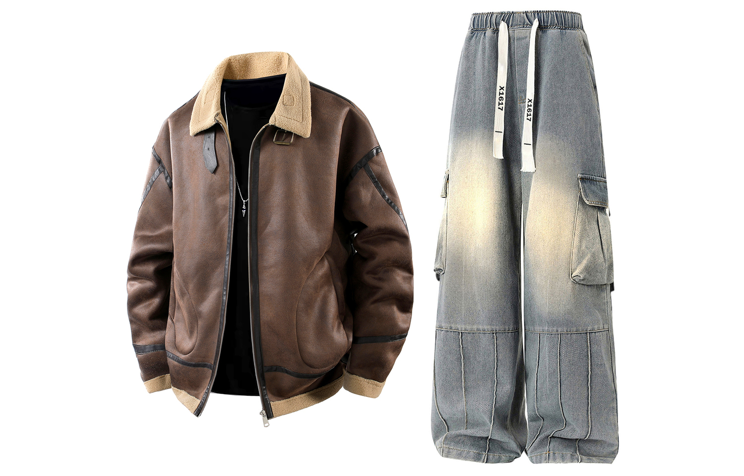 

Повседневная спортивная одежда Unisex с лацканом Lapel Moderate X1617, coffee top+желтый mud pants