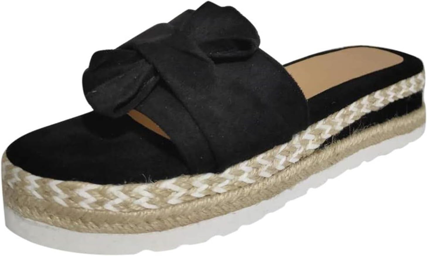 

Женские шлепанцы с слайдерами, милым бантом, открытым носком, на платформе, летние бохо-шлепки для пляжа, путешествий и отпуска, удобные слипоны, нарядная обувь Kvotuu, черный