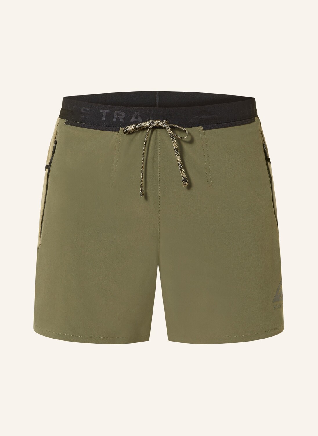 

Шорты для бега 2-в-1 trail second sunrise Nike, цвет OLIV/SCHWARZ/CAMEL