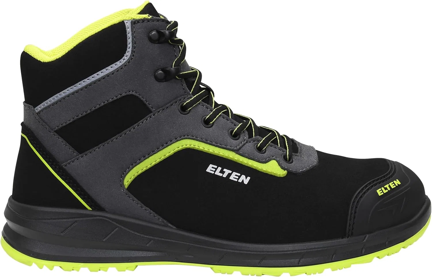 Защитная обувь ELTEN Loan XXSports Pro Black-Lime Mid ESD S3 для мужчин и женщин, текстиль, стальной защитный носок, легкая, спортивная — фото 2