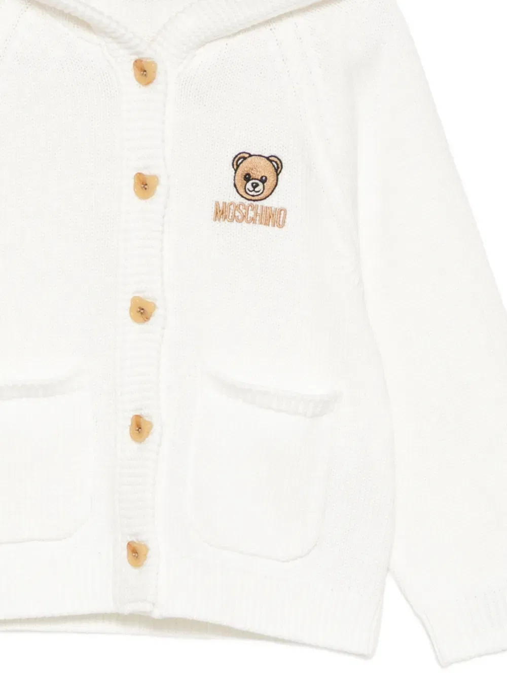 Кардиган с капюшоном и вышитым логотипом Moschino Kids, белый — фото 3