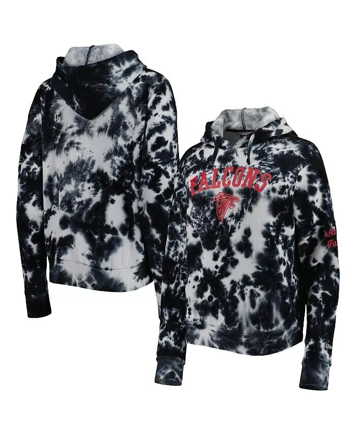 

Женская черная флисовая кофта-свитшот с капюшоном Atlanta Falcons Cloud Dye New Era
