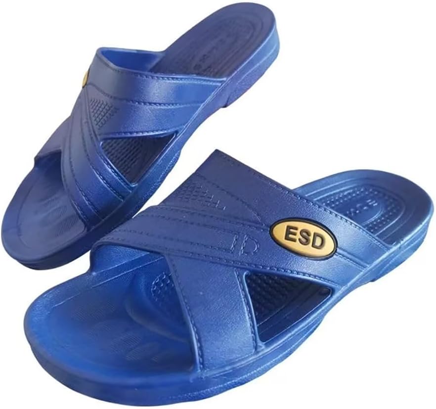 

Унисекс SPU одноразовые антистатические тапочки с формовкой X, устойчивые к складкам и скольжению, пылезащитные защитные обуви ESD Lmprock, синий