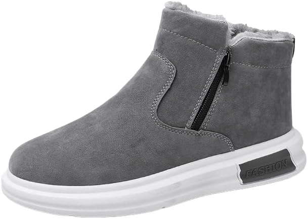 

Мужские зимние водонепроницаемые ботинки Hhhchpm Snow с меховой подкладкой, теплые ботинки до щиколотки с молнией, удобные ботинки для прогулок на открытом воздухе, серый