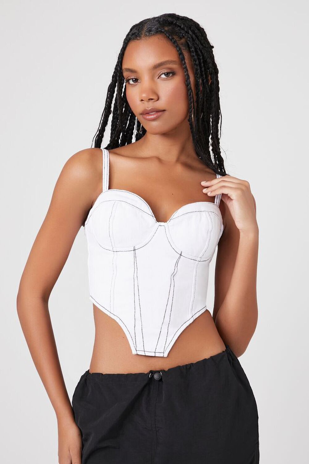 

Джинсовый укороченный топ-бюстье Forever 21, белый