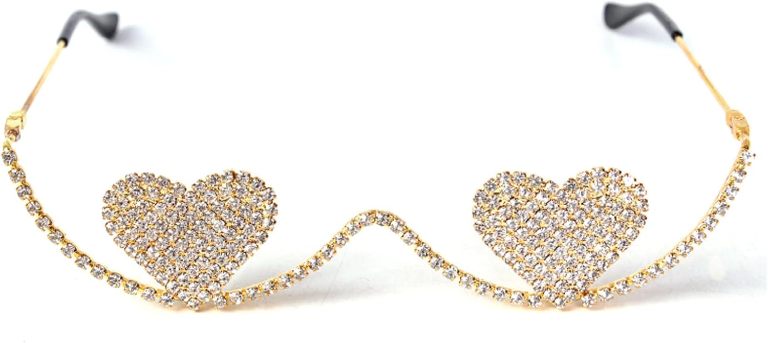 

Модные оправы для очков в форме сердца со стразами, женские ювелирные аксессуары, солнцезащитные очки с полным набором кристаллов и бриллиантов, женские очки для вечеринок mincl, Gold