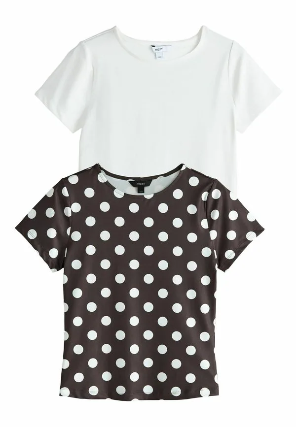

Футболка с коротким рукавом, облегающего кроя, классического кроя. Next, White & Brown Polka Dot, Белый, Футболка с коротким рукавом, облегающего кроя, классического кроя. Next, White & Brown Polka Dot