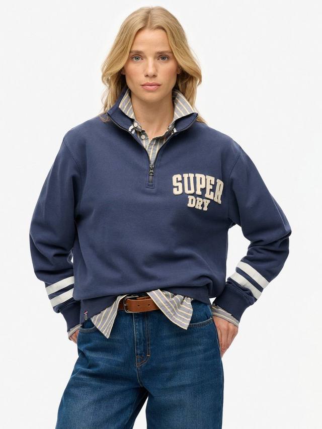 

Свитшот с аппликацией Athletic Essentials на молнии до половины Superdry, Mariner Navy