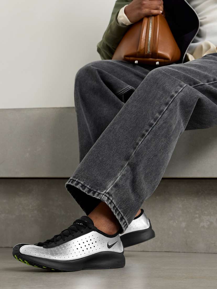 Кроссовки Air Superfly из замши и перфорированной металлизированной кожи Nike, серебряный — фото 2