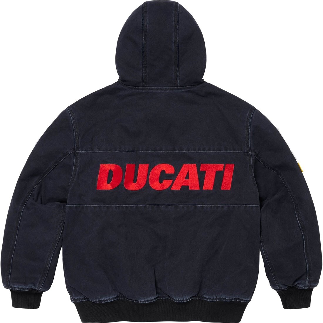 X DUCATI SS24 WEEK16 куртка с капюшоном для гонок унисекс с двумя карманами на молнии с капюшоном и длинным рукавом Supreme, черный — фото 2