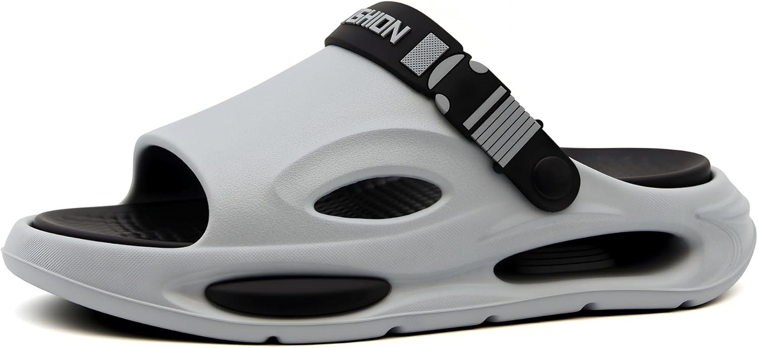 

Мужские сандалии Jerzmy Cushioned Slides, ультракомфортные мужские тапочки, спортивные сандалии с поддержкой свода стопы и задним ремешком, открытый носок, для дома, улицы, пляжа, сада и путешествий, серый