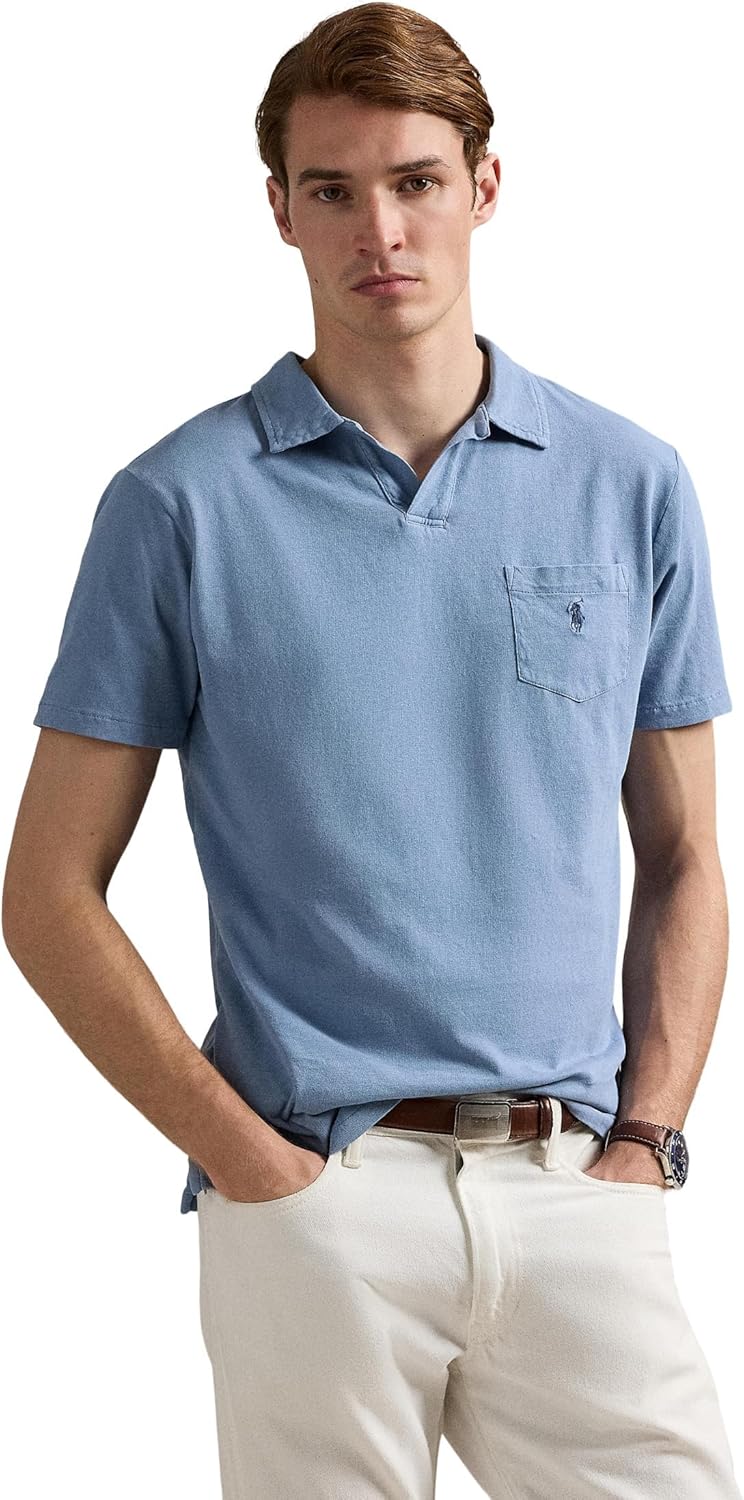 

POLO RALPH LAUREN Мужская классическая хлопковая поло рубашка с льном, Channel Blue, Синий, POLO RALPH LAUREN Мужская классическая хлопковая поло рубашка с льном, Channel Blue