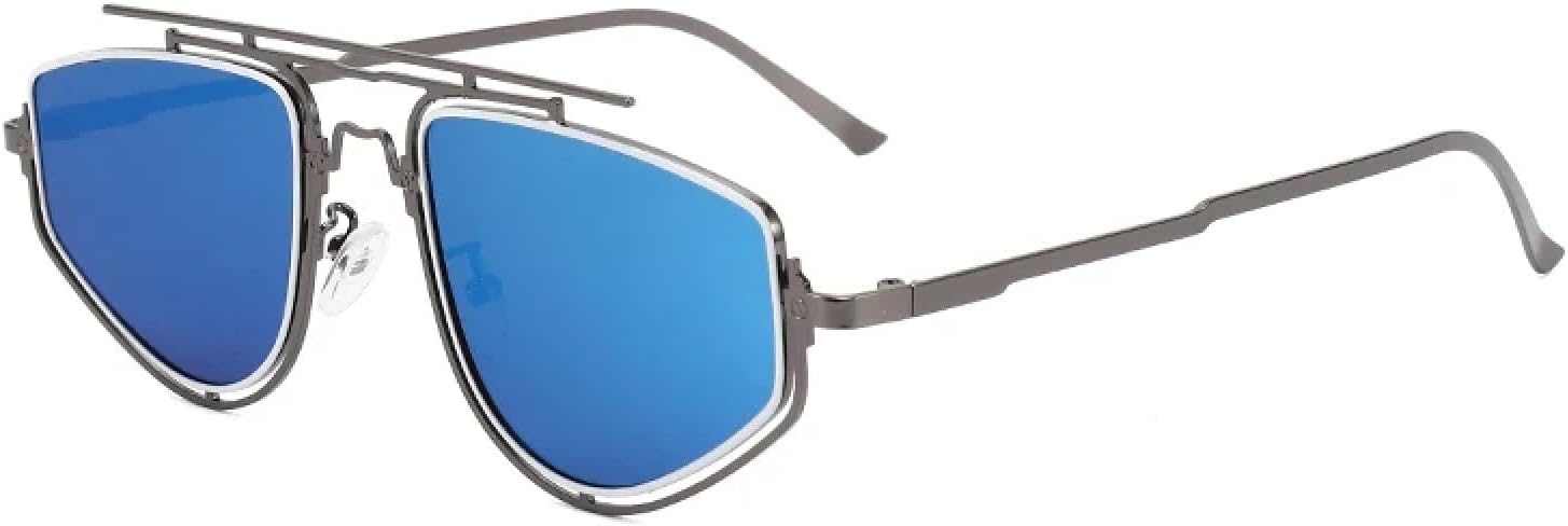 

Стильные солнцезащитные очки в стиле панк с двойным острием, защита от ультрафиолета UV400. Защита от ультрафиолета для вождения на открытом воздухе, стильные и универсальные TKKTLLT, Blue