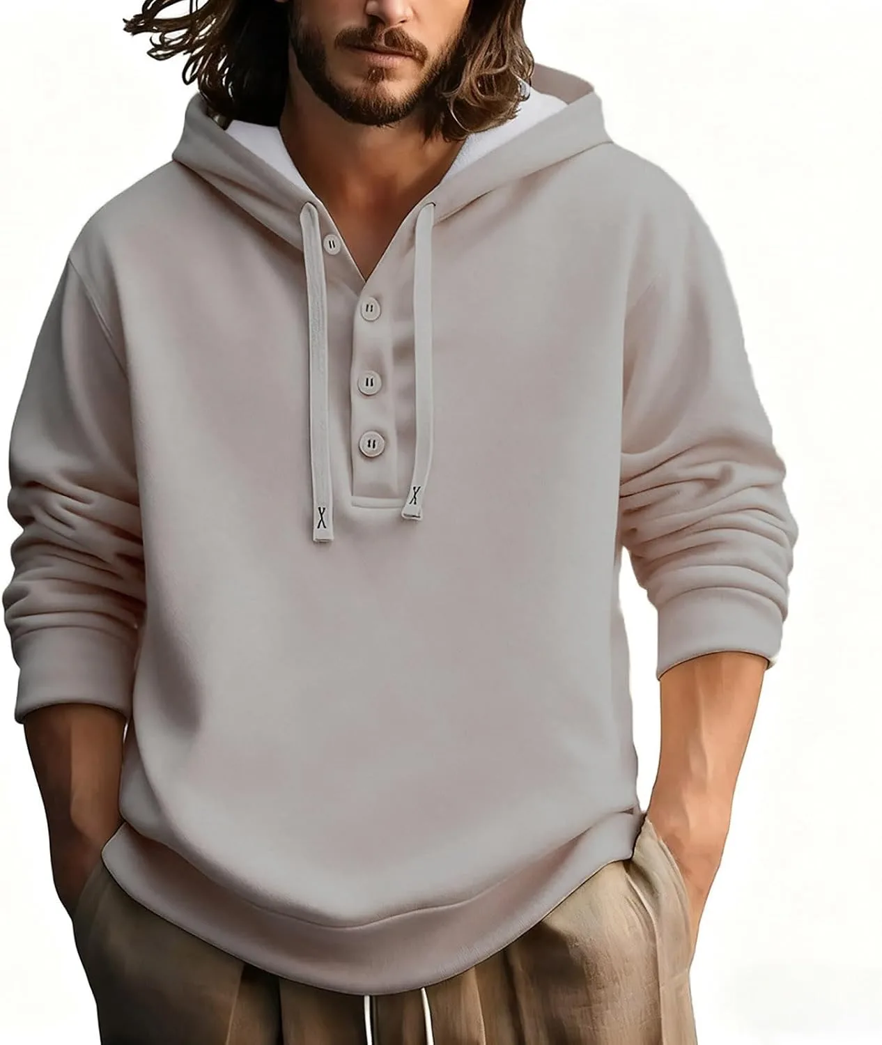 

Мужская тактическая худи с четвертью пуговиц, винтажная, на осень-зиму