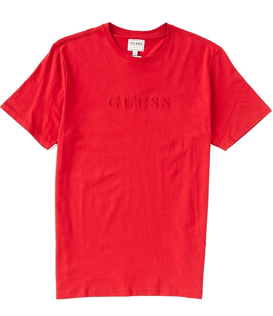 

Футболка Guess с короткими рукавами и вышитым логотипом Pima, красный