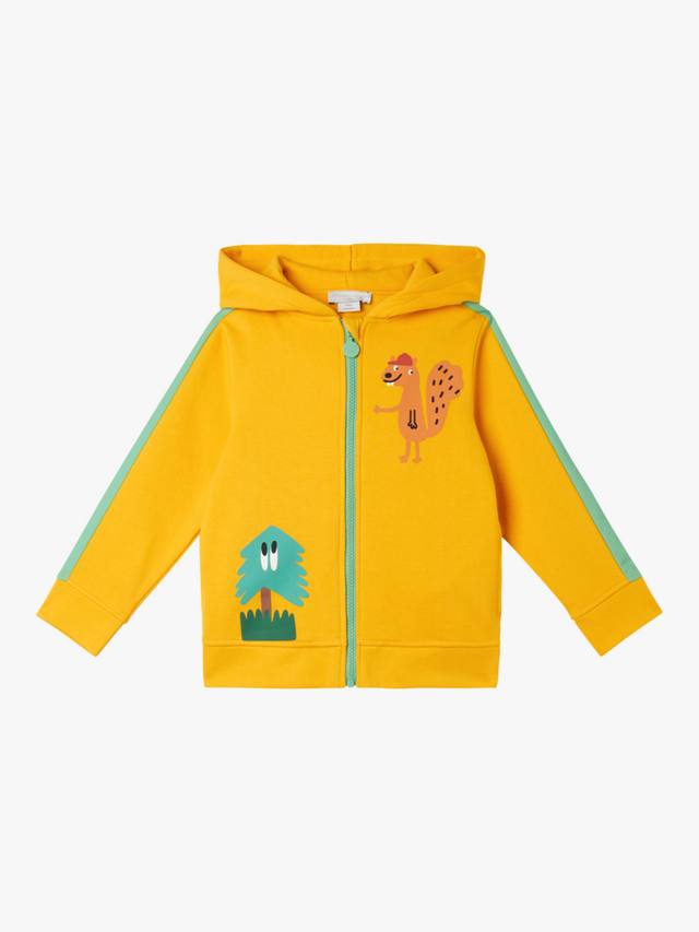 

Детская хлопковая флисовая толстовка с белочкой и деревом на молнии Stella McCartney Kids
