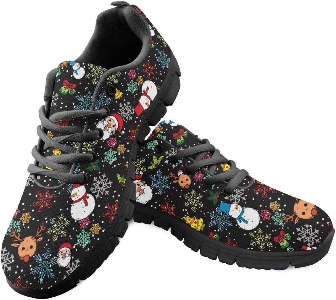 

Легкие кроссовки POLERO для женщин, повседневные дышащие сетчатые кроссовки для бега и тренировок, простые, с ярким рисунком панд, Xmas Snowflake Santa