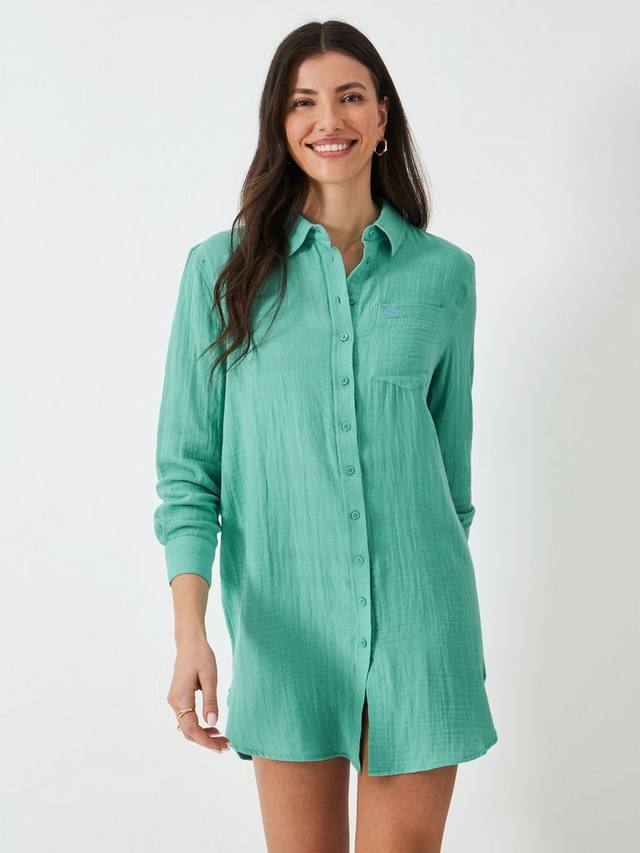 

Платье-рубашка из двойной ткани rae Crew Clothing, цвет Teal Blue