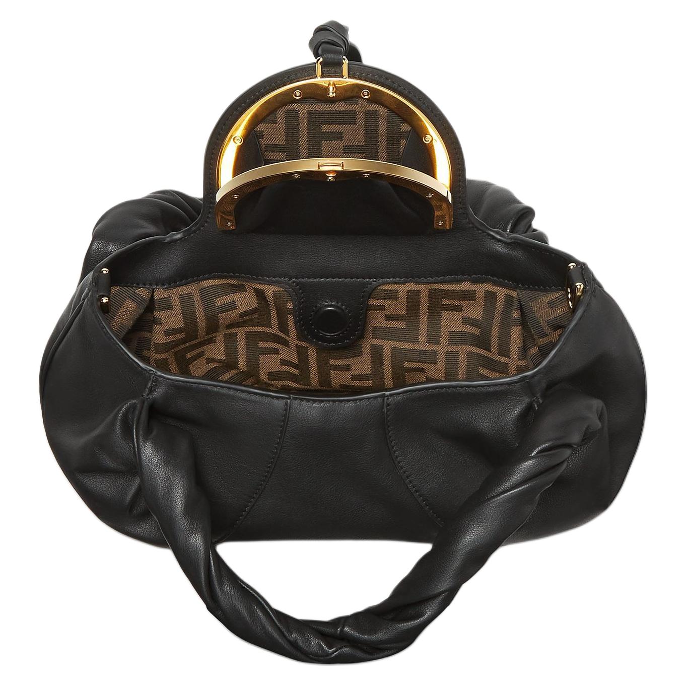 FENDI Кожаная сумка через плечо, кроссбоди, маленькая женская черная — фото 4