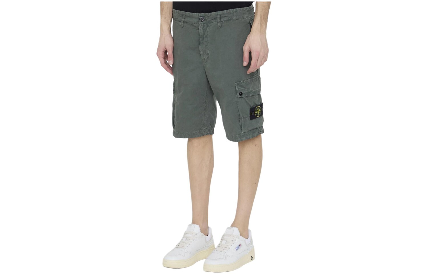 Повседневные шорты мужские оливково-зеленые Stone Island, оливково-зеленый — фото 3