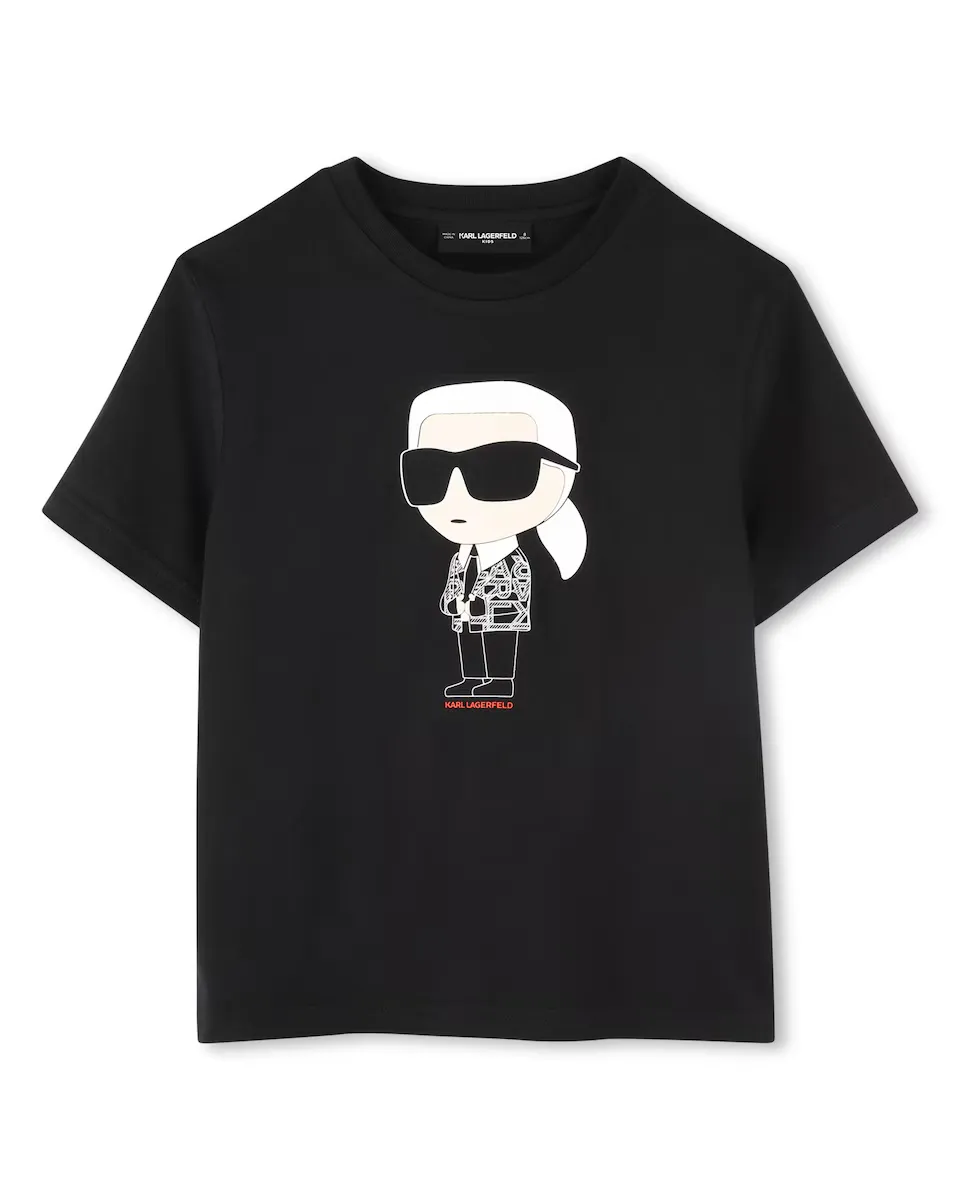 

Футболка для мальчика из хлопка черного цвета Karl Lagerfeld Kids, чёрный