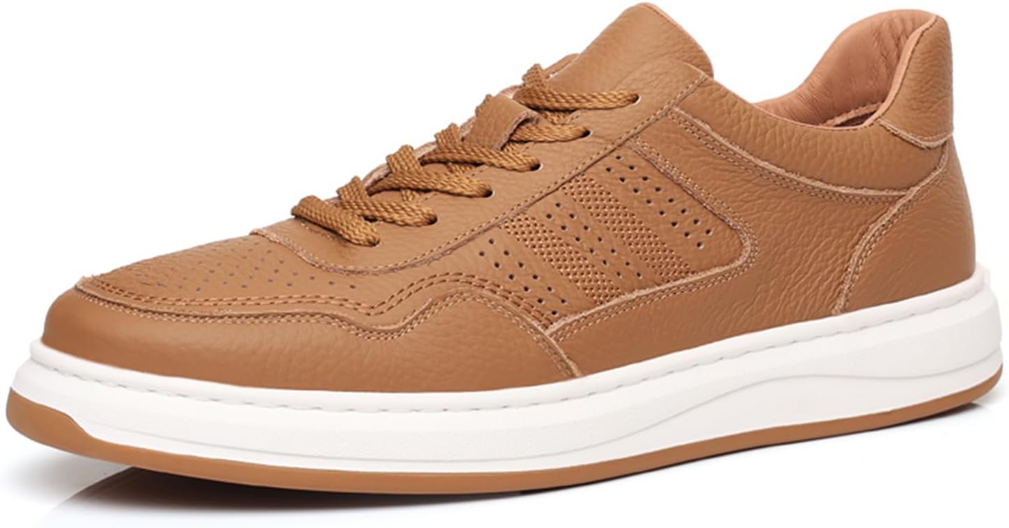 

Мужские модные коричневые кроссовки на платформе из натуральной кожи Houdbdol, коричневый