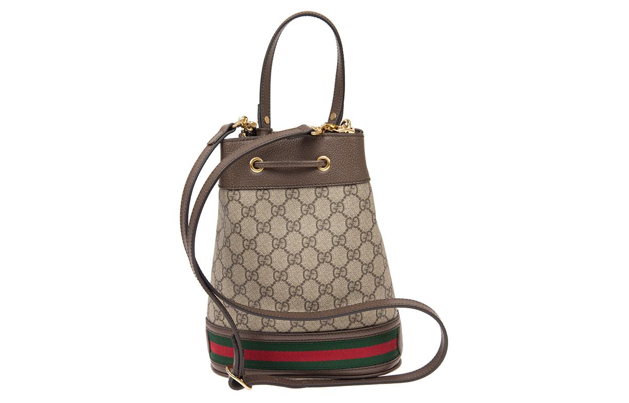 Сумка-ведро GUCCI Ophidia из канваса с кожаной отделкой — фото 3
