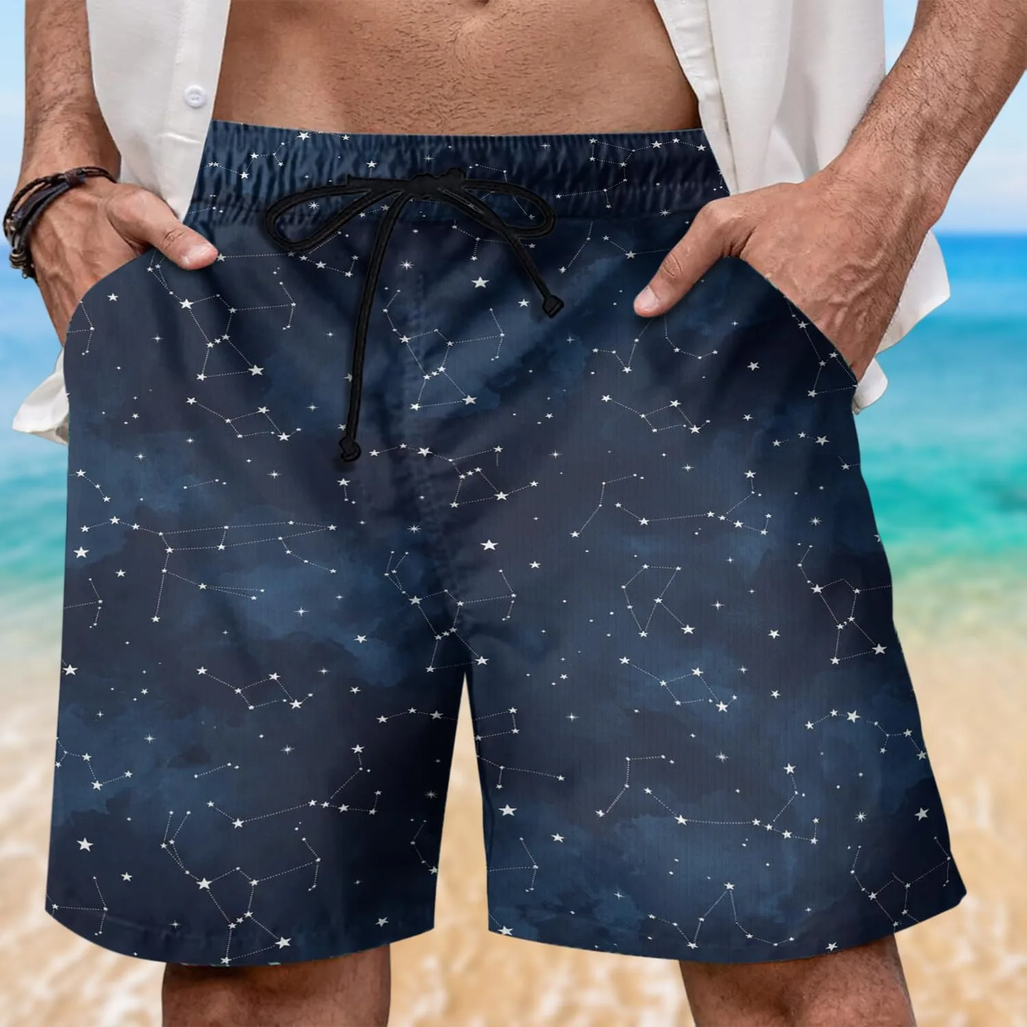 Мужские плавки Galaxy Hawaiian с 3D-изображением планет, гавайской тематикой, сетчатой ​​подкладкой, купальный костюм, подарок на праздник Generic, Galaxy_3 — фото 2