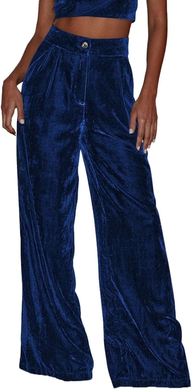 Брюки-джоггеры Velvet для женщин Plus Size с высокой талией и широкими штанинами, смарт-кэжуал, офисные Chino Generic, синий