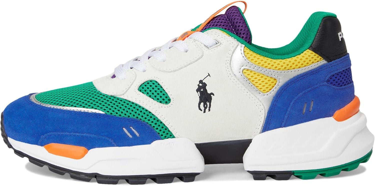 Polo Ralph Lauren мужские замшевые кроссовки mesh-polo jgr pp с низким верхом на шнурках, Multi Colorblock — фото 4