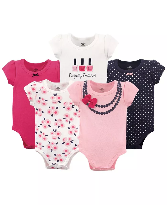 

Боди из хлопка Big Girls Plus Treasure, 5 шт., с бантиком на шее, 18-24 месяца Little Treasure, розовый