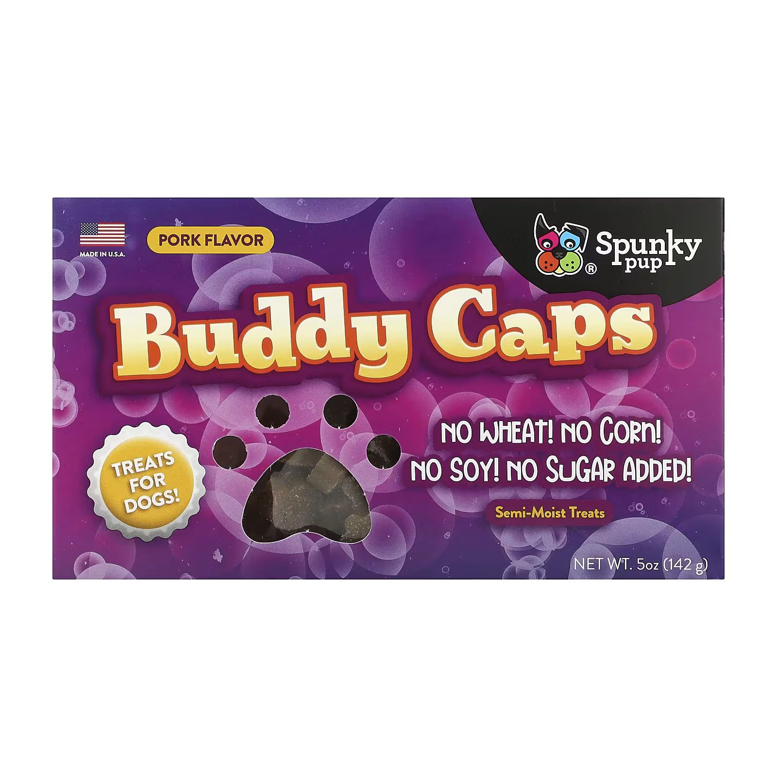 

Buddy Caps, Лакомство для собак, со вкусом свинины, 5 унций (142 г) Spunky Pup