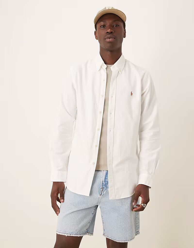 

Рубашка Polo Ralph Lauren Custom Fit Oxford белого цвета