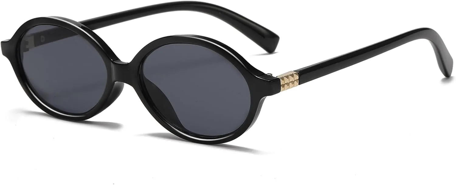 

Ретро овальные солнцезащитные очки для женщин и мужчин, модные круглые солнцезащитные очки в черепаховой оправе, винтажные очки 90-х SUNBSR, A3 Black/Grey