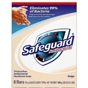 Антибактериальное кусковое мыло Safeguard, 8 штук по 113 г (упаковка из 6) No brand