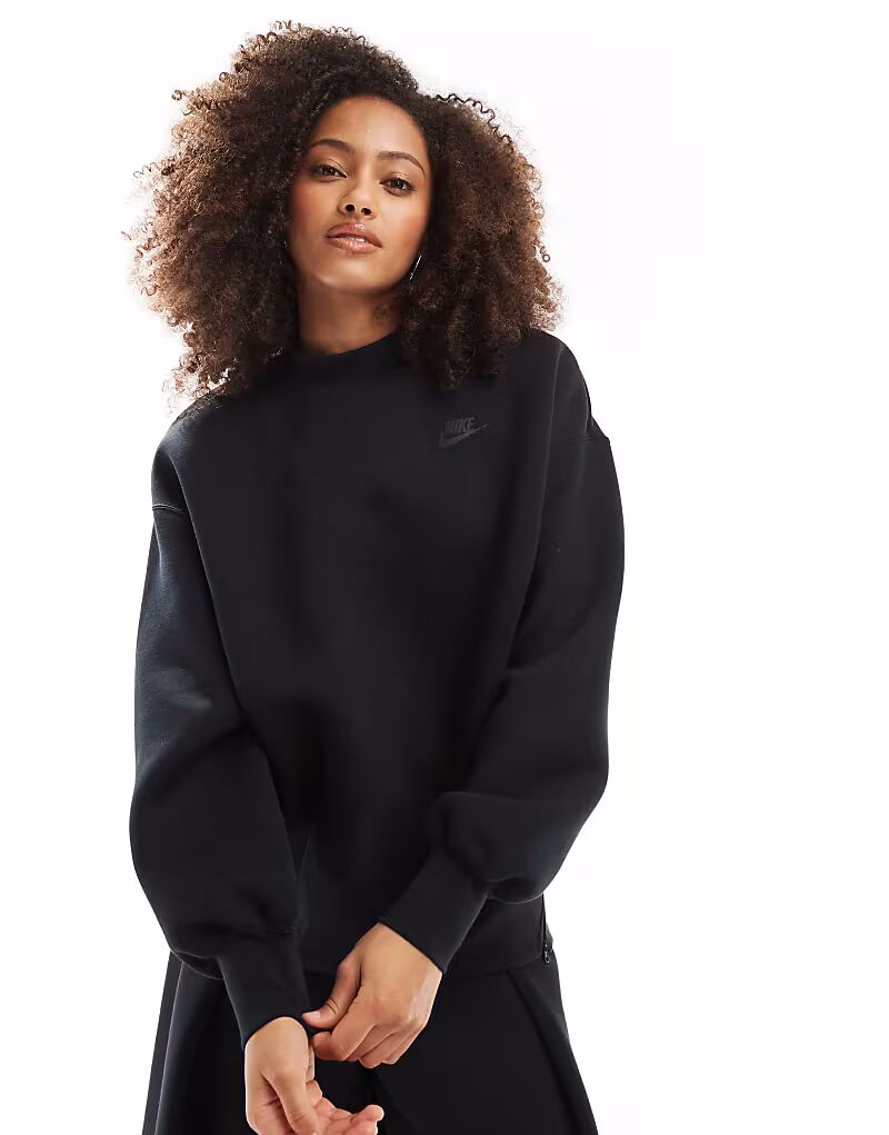 

Плиссированная толстовка Nike Tech Fleece черного цвета
