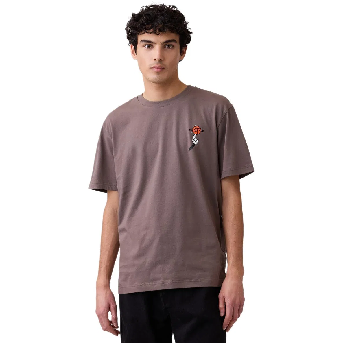 Футболка унисекс из льна, коричневая, с круглым вырезом GAP, Linen Brown