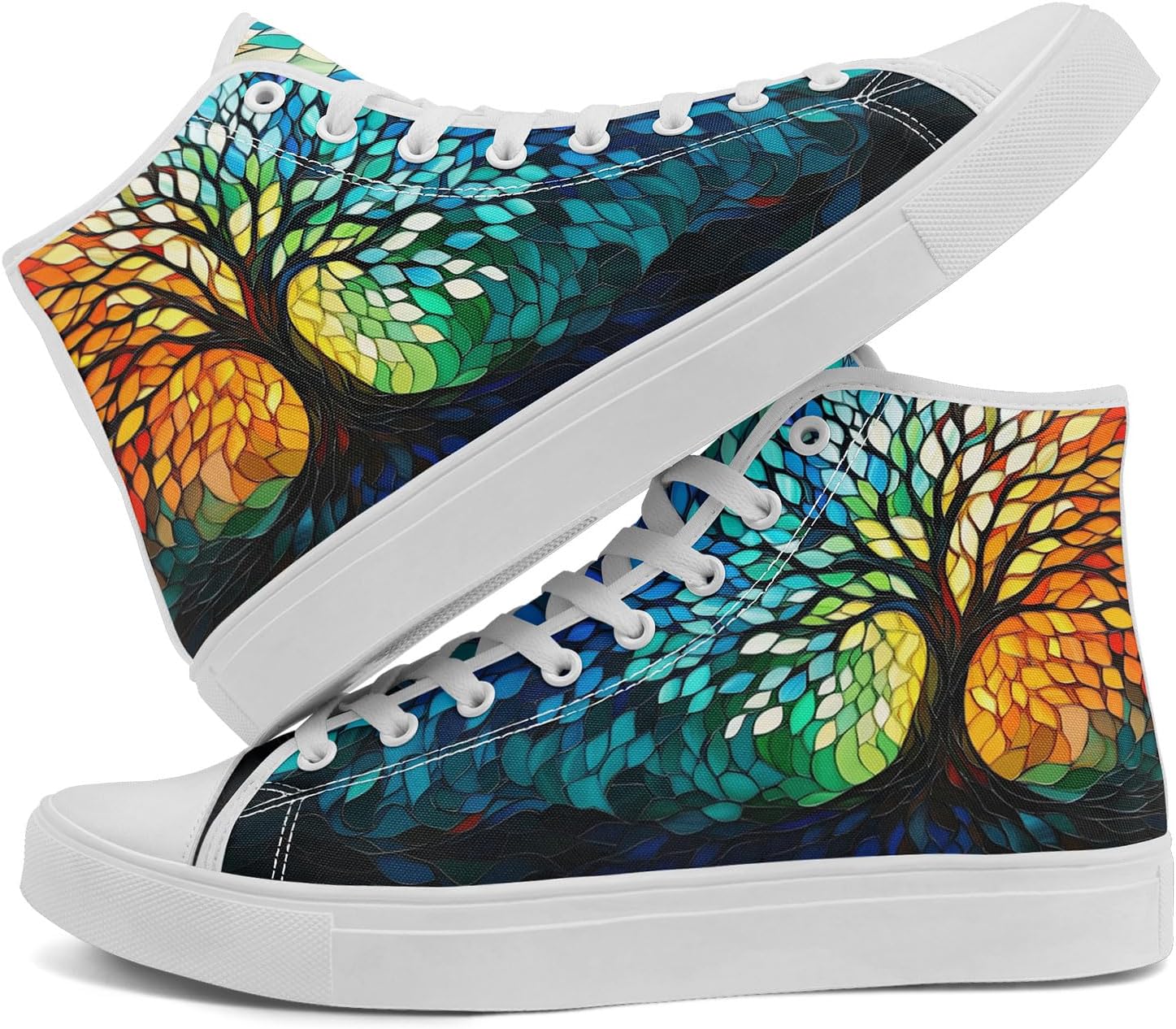 

Высокие кеды на шнуровке AWSOLE с принтом из витражного стекла для женщин и мужчин, разноцветные легкие модные повседневные обувные для прогулок