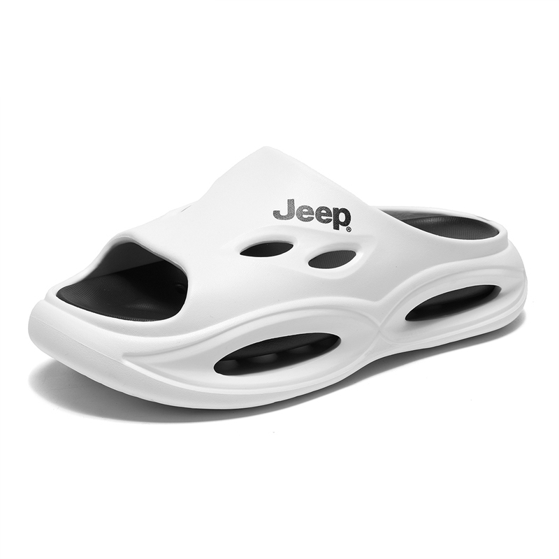 Амортизирующие устойчивые к истиранию и запаху шлепанцы Unisex Jeep, бело-зеленые — фото 2