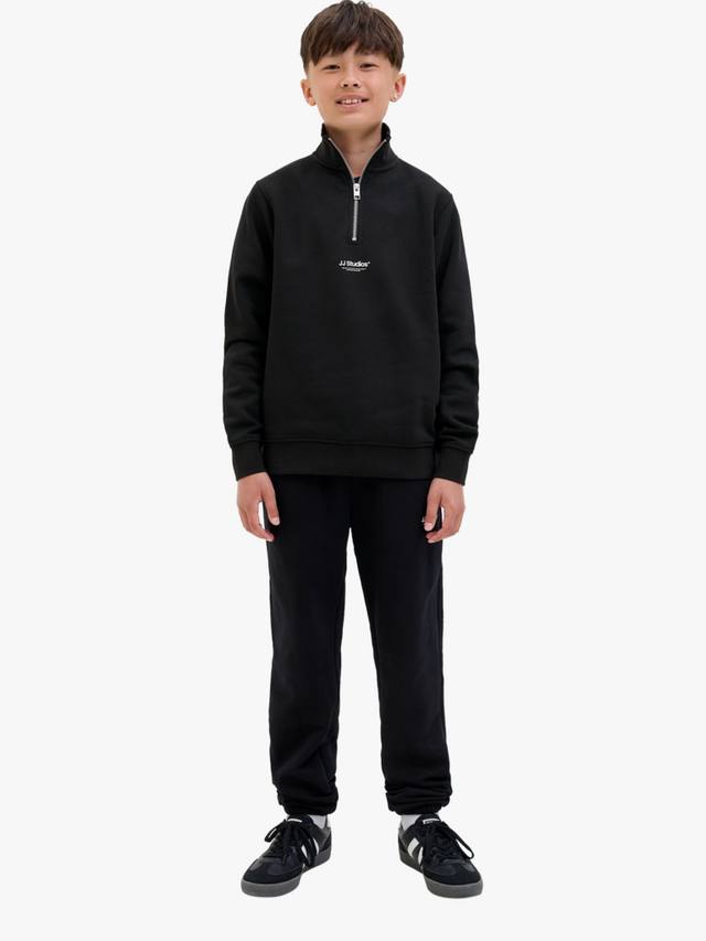 Детский хлопковый свитер с высоким воротником на молнии Jack & Jones, Black — фото 3