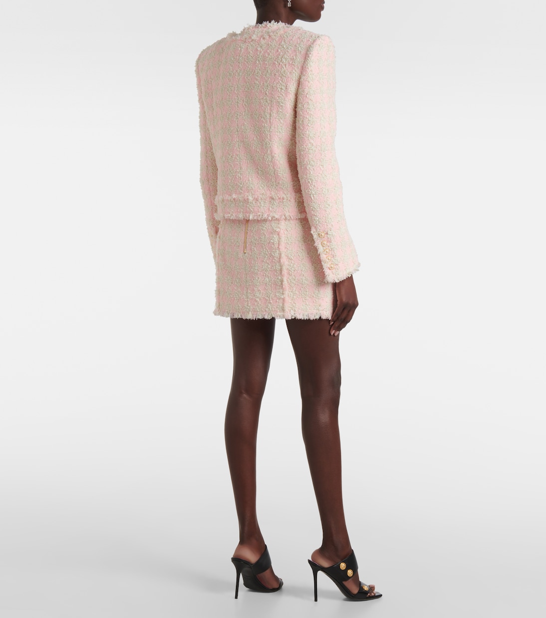 Твидовый пиджак Balmain, Rose/Beige — фото 3