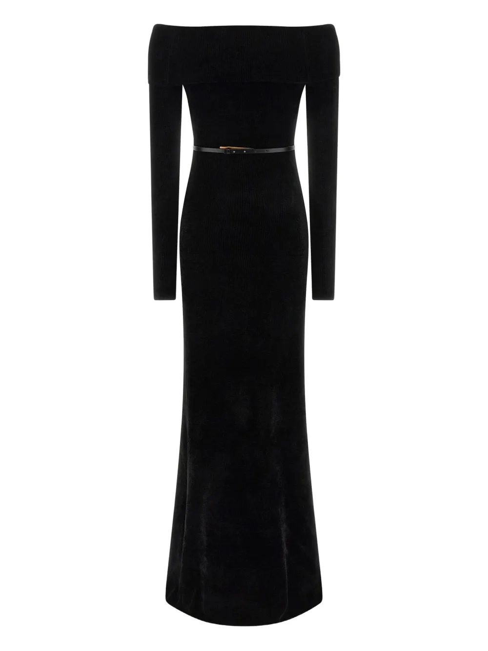 

Платье с открытыми плечами и поясом Elisabetta Franchi, черный